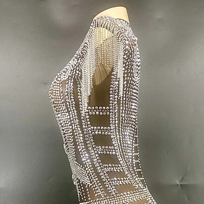 생일 다이아몬드 럭셔리 드레스 우아한 민소매 술 크리스탈 페르시 칵테일 플래시 가운 Femme Chic Et Élégante 파티 드레스