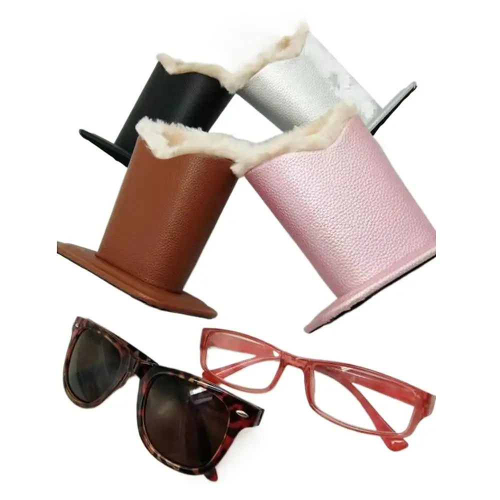 High Quality Leather Eyeglass Stand Plush Polyester Cloth Eyeglass Display Stands Glass Shelf Eyeglass