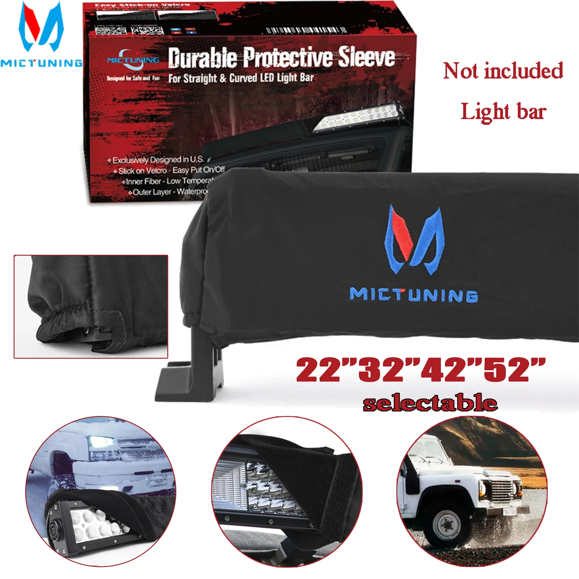 

MICTUNING Quality 22'' 32" 42'' 52'' Inch LED Light Bars Cover Waterproof And Dustproof Lamp Strip Bag For Straight Curved Light