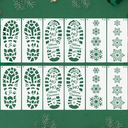 Merry Christmas Footprint Snowflake Santa Claus Xmas Tree Painting Template Embossing Paper Card Embossing Album Xmas Decoration
