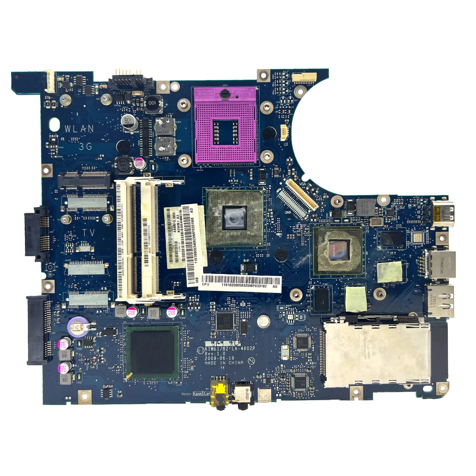 AKEMY LA-4602P For Lenovo Ideapad Y550 Laptop Motherboard KIWB1/B2 GM45 DDR3 With GT240M 1GB Mainboard tested work