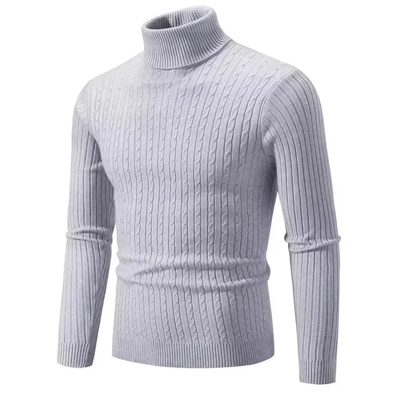 2024 HOT SALE Men's High Neck Sweater  Pullover Knitted Warm Casual Men Clothing  Knitted Sweater Men Tops