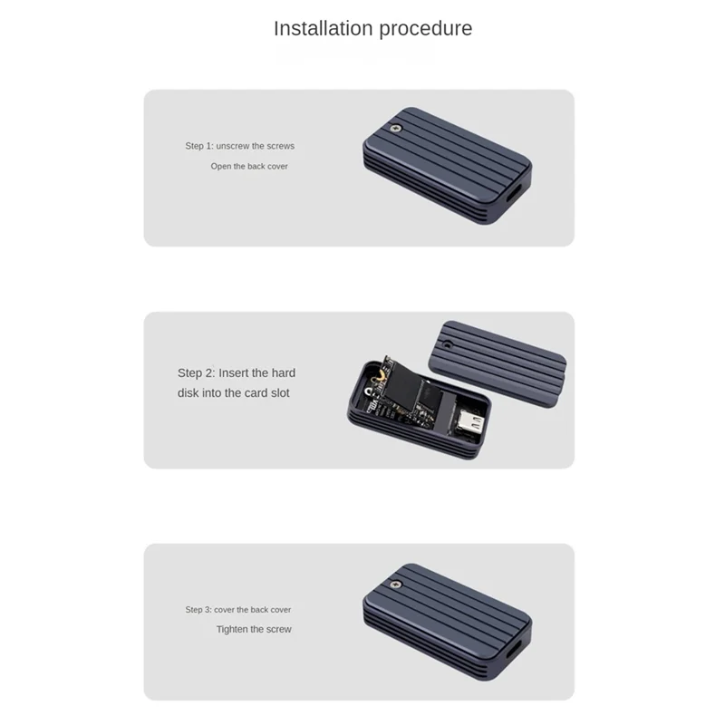 M.2 NVMe SATA SSD External Enclosure Type-C USB3.1 Gen2 10Gbps SSD Case Dual Protocol SSD Hard Disk Box for SSD