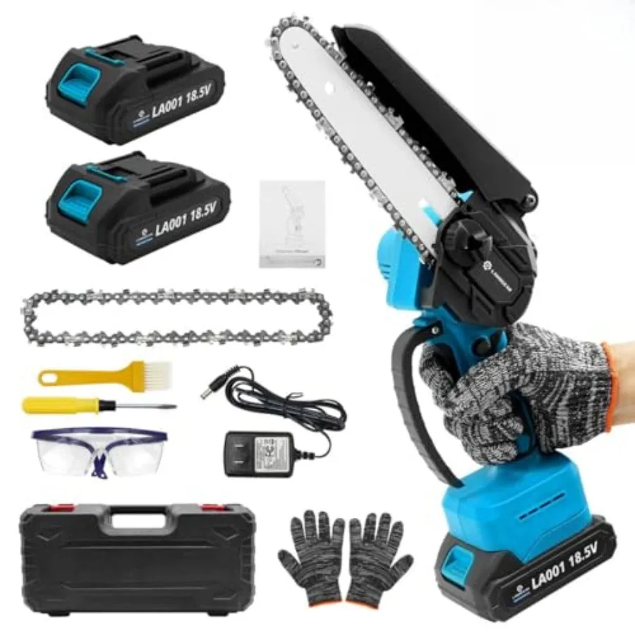 

Мини-бензопила беспроводная 6-дюймовая, электрическая, на аккумуляторе, портативная, с 2 батареями и автоматической смазкой