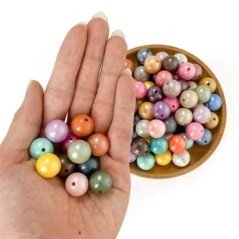 50pcs Opal Silicone Beads 15mm Round Silicone Bead for Jewelry Necklace Making DIY Pacifier Chain Clips Baby Toys Accessorie