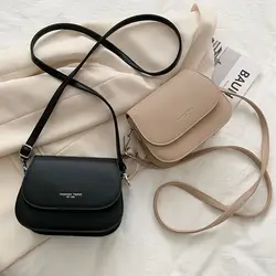 Borsa a tracolla da sella alla moda borsa a tracolla in pelle PU da donna borsa a tracolla con patta in tinta unita semplice borsa a tracolla moda