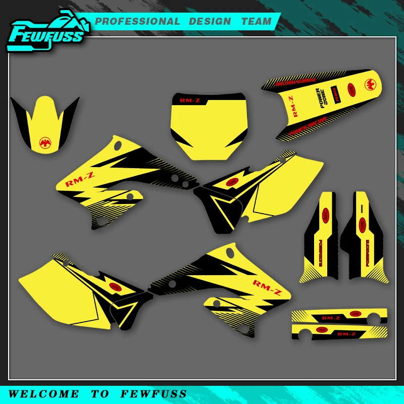 

Fewfuss для SUZUKI RMZ 250 2004 2005 2006, графические наклейки, наклейки для мотоцикла, фон, номер, имя на заказ
