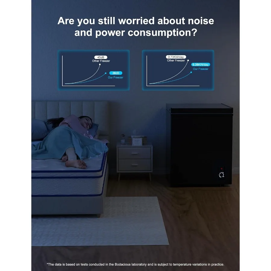 Congelador horizontal compacto de 3,5 cuft para apartamentos RVs e garagens - Mini freezer com eficiência energética com cestas removíveis e Q