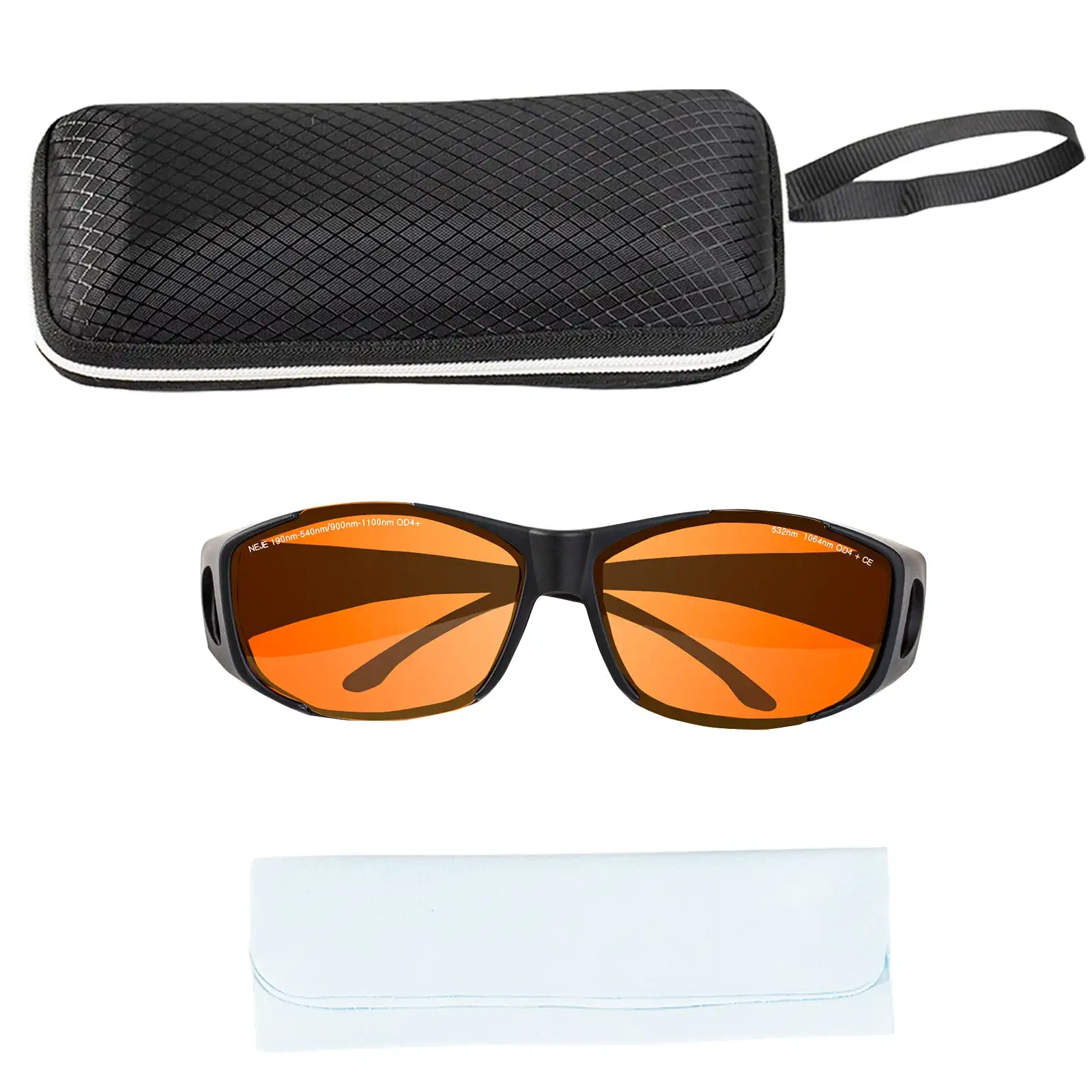 NEJE OD 4+ 190NM-540NM/900NM-1100NM WAVELENGTH UV/PURPLE AND BLUE LASER SAFETY GLASSES (ORANGE)