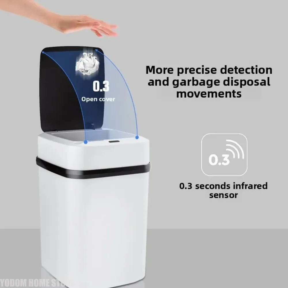 Smart Sensor Non‑Touch Auto‑Close Trash Can Battery‑Powered Sanitary Waste Container for Bathroom & Office Space