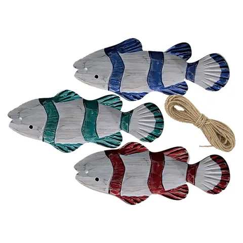 3 st väggbonader i trä med fisk i medelhavsstil, kustnära, nautisk fiskskulptur, havstema, för vardagsrum, sovrum 10 best sales träskulptur - №1