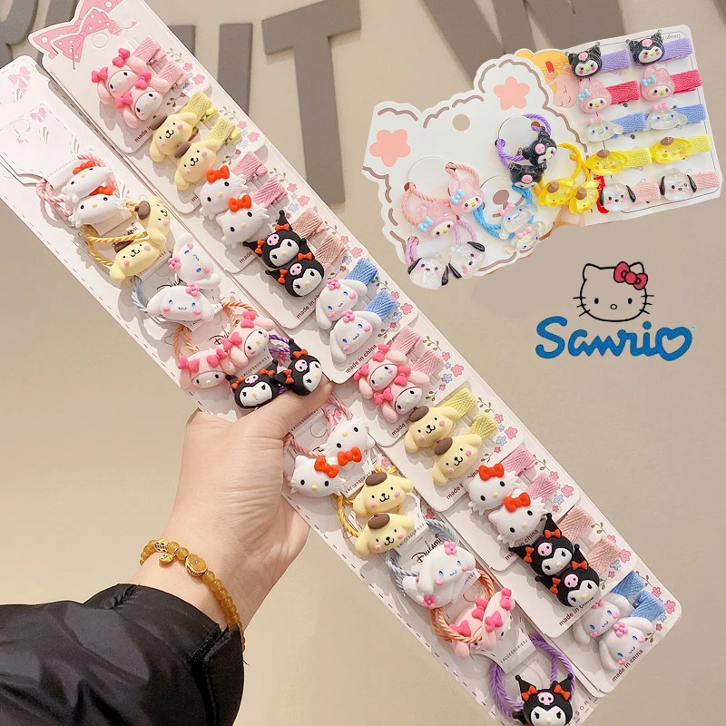 Kawaii Sanrio Hallo Kitty Haar Clip Seil Clip Bb Clip Kuromi My Melody Mädchen Rosa 10 Pairs Mode Cartoon Haar zubehör Geschenk