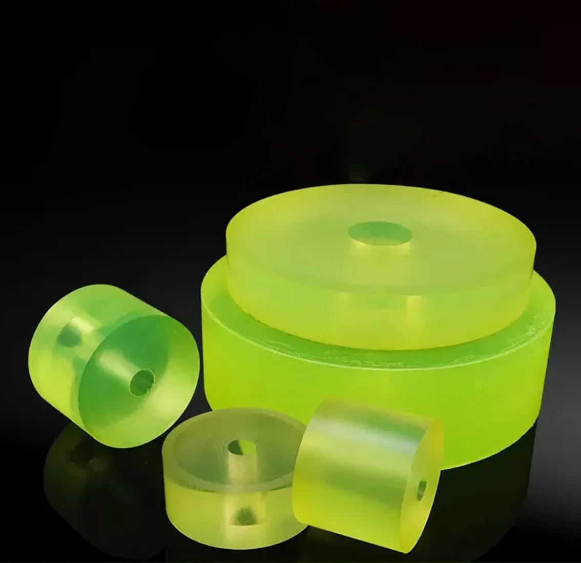 Outer Diameter 50-220mm Yellow Polyurethane Hollow Rod PU Plastic Pipe Bar Shock Absorber ID12mm Thick 30/40mm Machine CNC Parts
