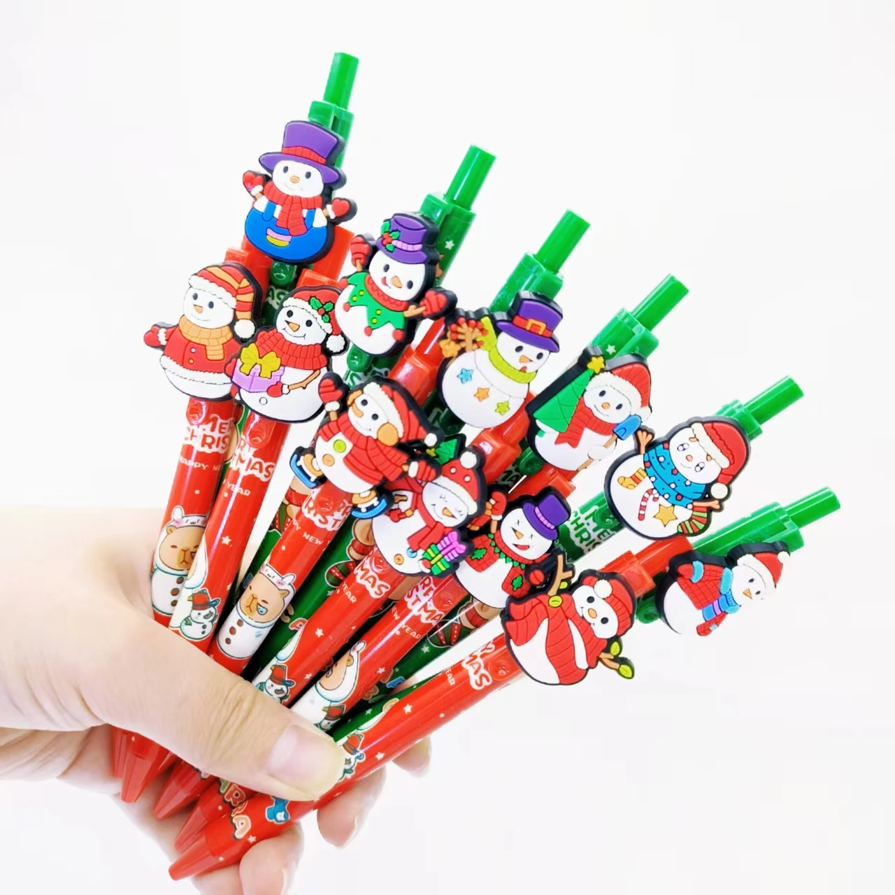 

8/16 шт., милый снеговик, элемент, тема, рождественская шариковая ручка, повседневная офисная выдвижная шариковая ручка, праздничный подарок, канцелярские принадлежности