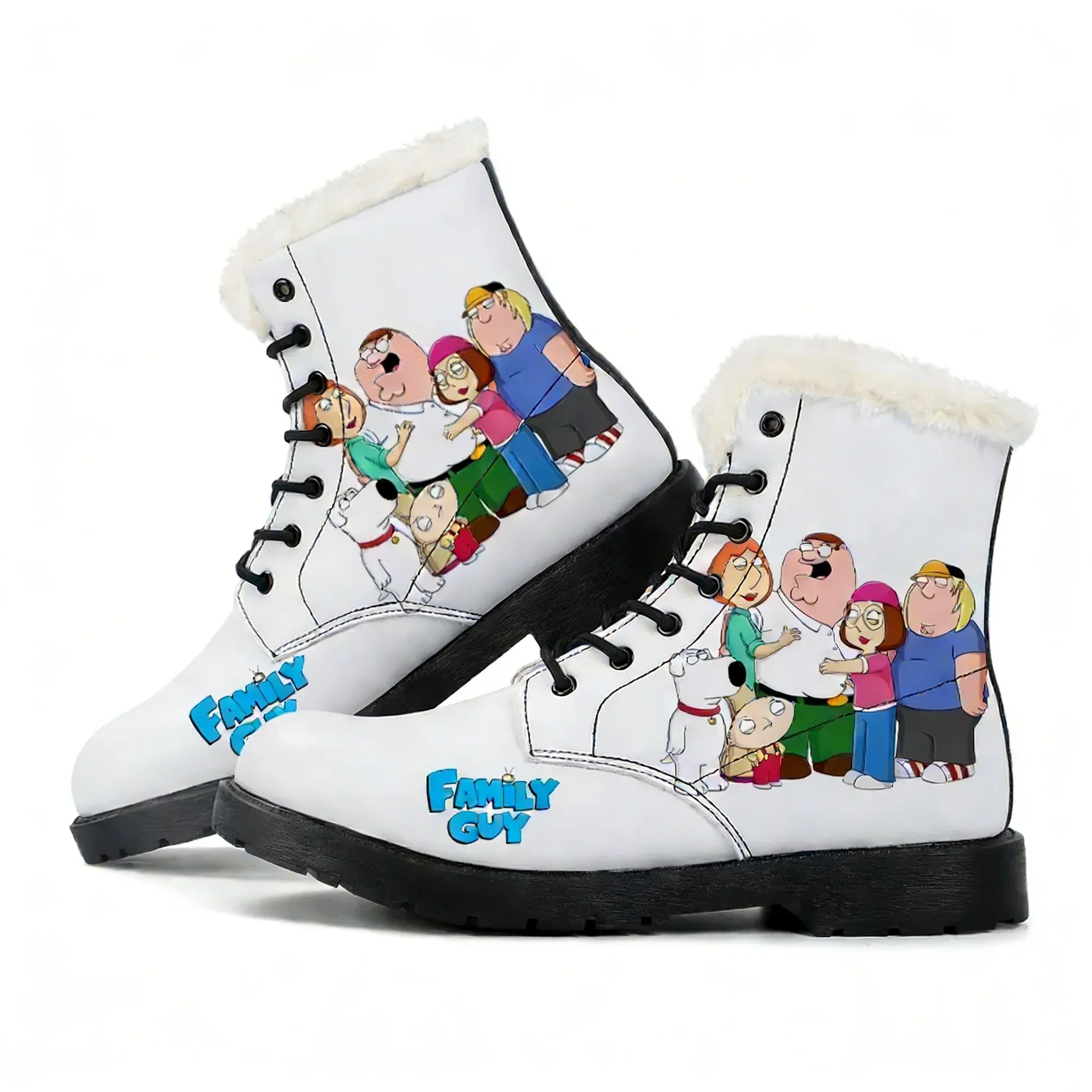 

Плюшевые ботинки Family Guy для мужчин, женщин и подростков, повседневная обувь для улицы, теплые кожаные ботинки, парные, высококачественные, аниме, на заказ