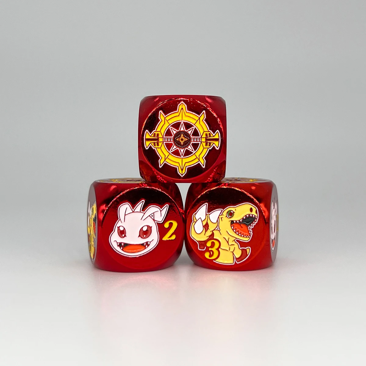 24가지 스타일 DIY 디지몬 어드벤처 그레이몬 메탈 다이스 다면체 패턴 다이스 OPCG PTCG DTCG 보드 게임용 특별 다이스 선물 장난감