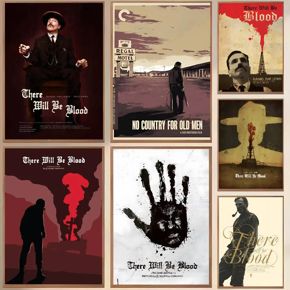 Soziale Szene Epic Film T-There Will Be Blood-MT Poster Wasserdichte HD-Kunst klebrige Wand Zuhause Schlafzimmer ästhetische Dekoration Geschenke