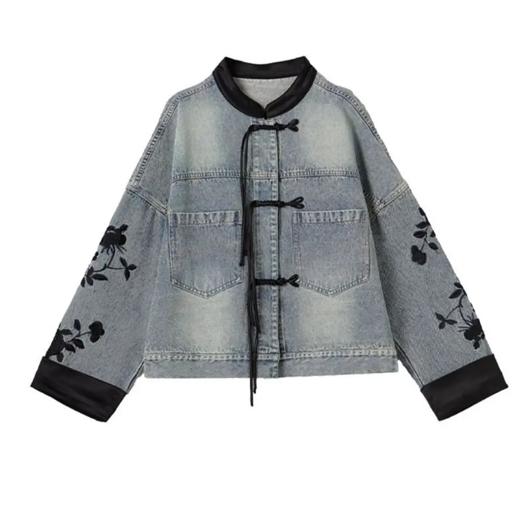 

Spring Autumn New Women's Denim Jacket Embroidered National Style Fashionable Versatile Women's Clothing Sense Jacket