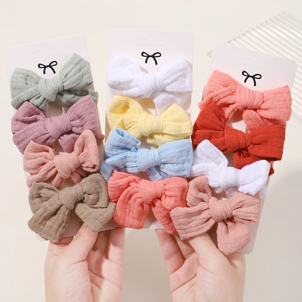 

4pcs/set Solid Cotton Hairclips for Kids Soft Bowknot Hairpins Girls Lovely Clips Headwear Boutique Children's Hair Accessories