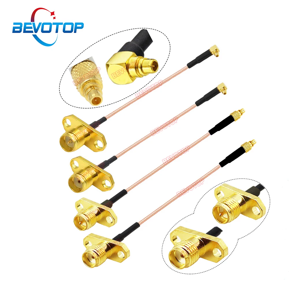 10PCS/LOT MMCX to SMA RG178 Cable 2-Hole Flange RP-SMA/ SMA Female to MMCX Male Straight/ Right Angle 90° Plug RF Coaxial Jumper