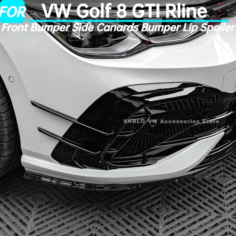 Car Front Bumper Side Canards Bumper Lip Spoiler Trim for VW Golf 8 GTI Rline Exterior Accessories
