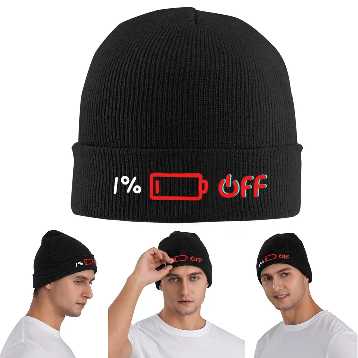 

1% батарея, пустая теплая вязаная шапка, зимняя вязаная шапка, шапка Skullies, шапки в стиле хип-хоп для унисекс