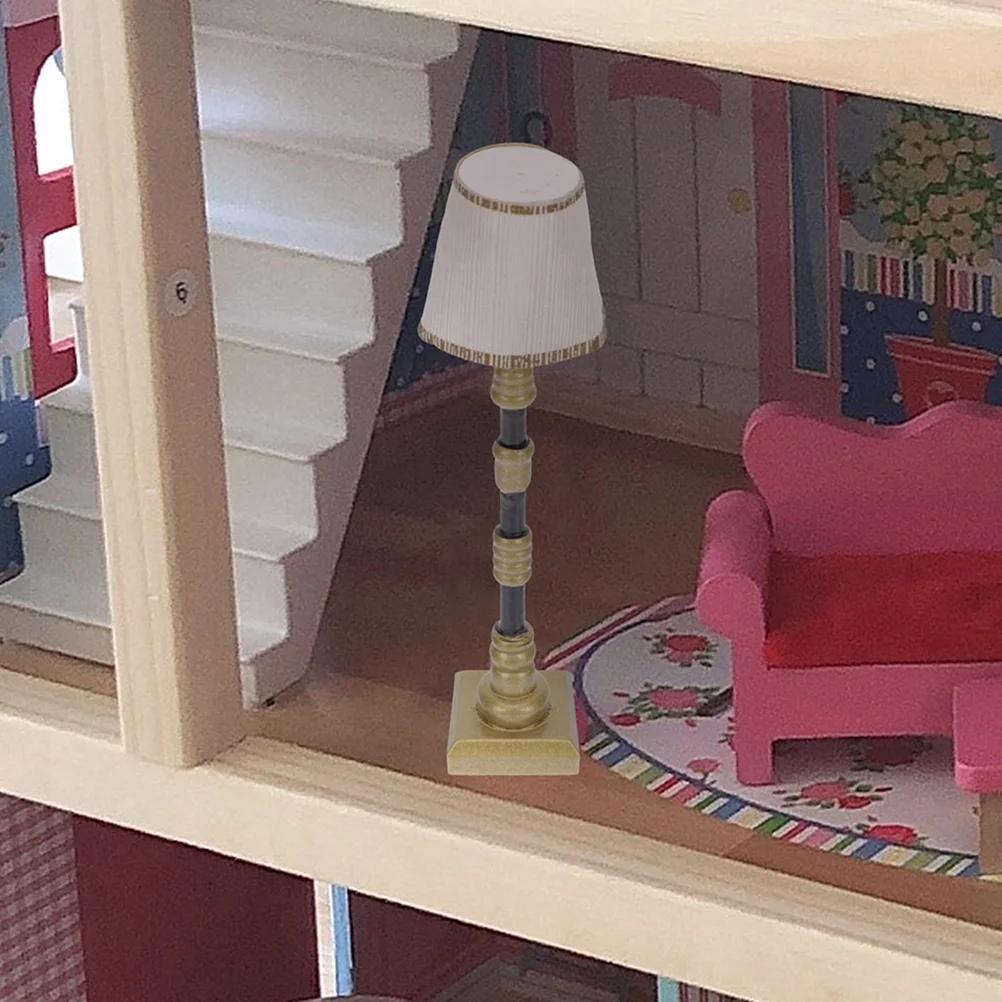 2 pçs mini luz de chão casa lâmpada candeeiros de mesa modelo em miniatura criança casa de bonecas em pé