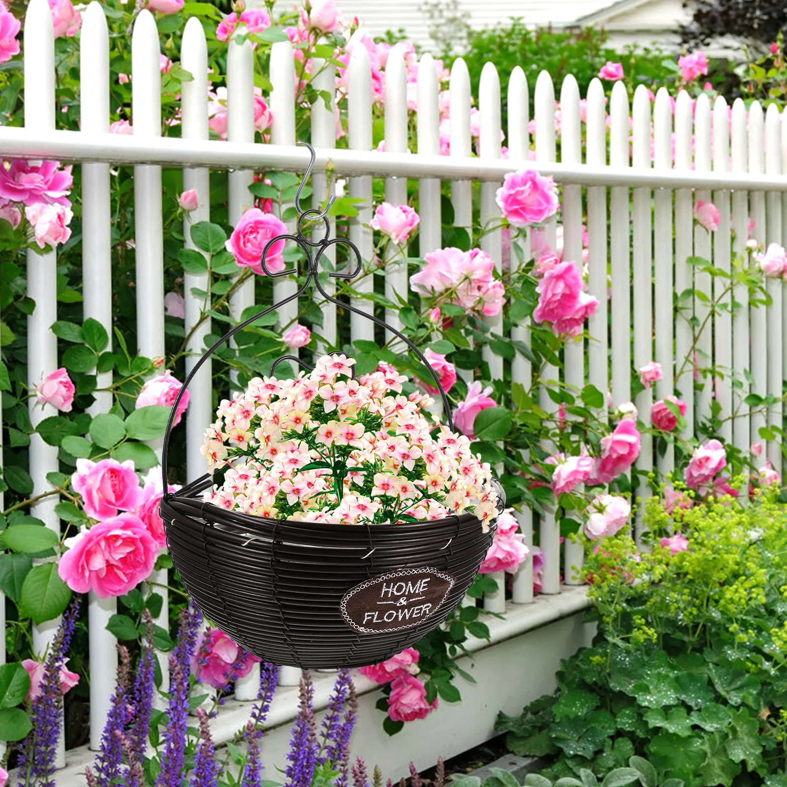 

Wall Hanging Flower Basket Woven Storage Seagrass Decoration Lightweight Rustic Balcony Plant Pot Organizer