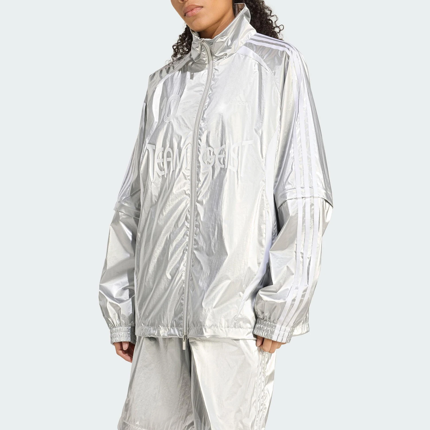 

Женская блестящая тканая куртка Adidas Authentic 2025 Summer KE9784