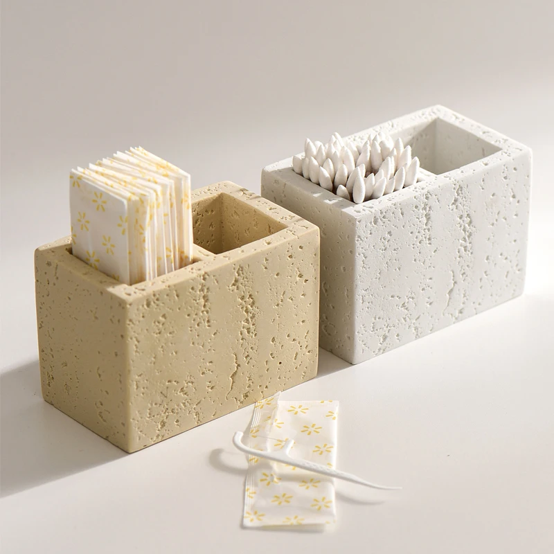 Cave Stone Toothpick Box Sand Cotton Swab Jar Hotel Restaurant Double Candy Floss Storage Box Home Decoration Accessories