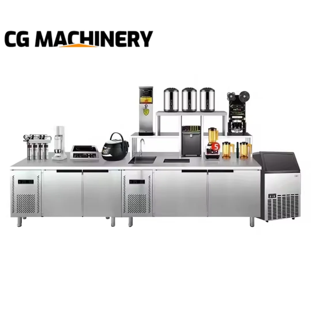 

Customized Bar Milk Tea Counter Length Milk Tea Shop Working Table Customized All Set Bubble Tea Equipment
