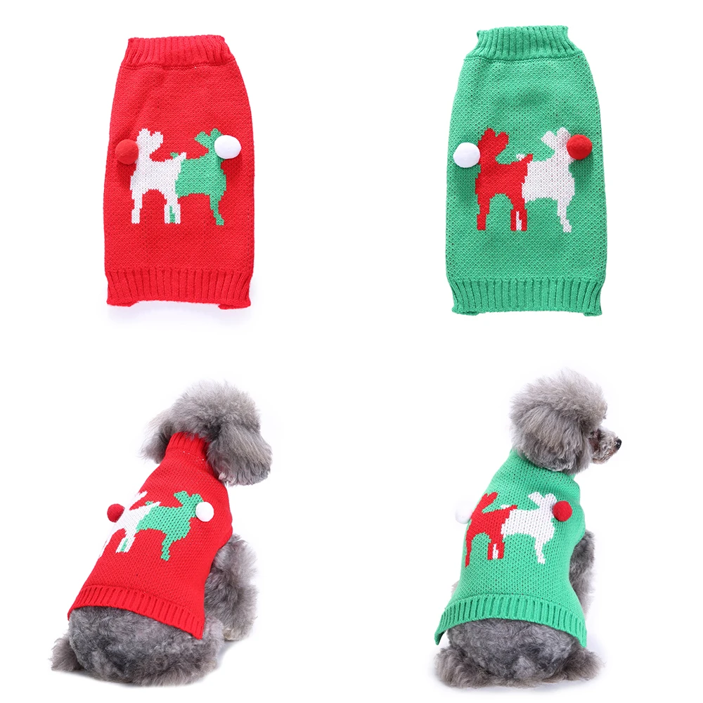 Christmas Dog Sweater Puppy Coat Jacket Pet Knitting Warm Clothing Autumn Winter Geometric Patten Sweater for Small Dogs Warm