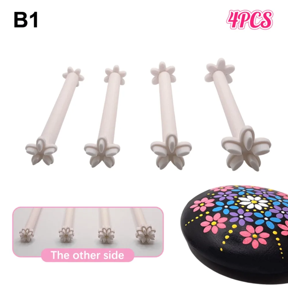 

4pcs Fashion Reusable Flower Floral Dotting Tools Butterflies Moon Pattern Embossing Tool Dot Painting Pen for DIY Graffiti