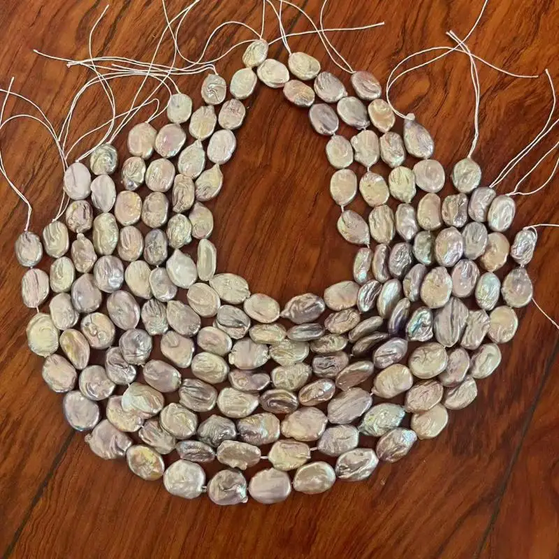 Wholesale 16 inches 14x18mm Natural Lavender Flat Baroque Pearls Loose Strand