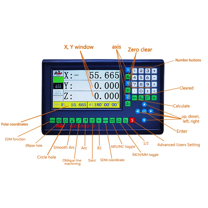 GCS903 Big LCD DRO 3 Axis Dro Digital Readout Metal Display With Linear Scale Encoder Ruler For Milling CNC Lathe Dro Machines