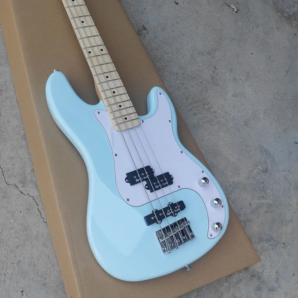 Sky Blue Electric Bass PJ 4-String Bass, Professional Performance Band Rehearsal