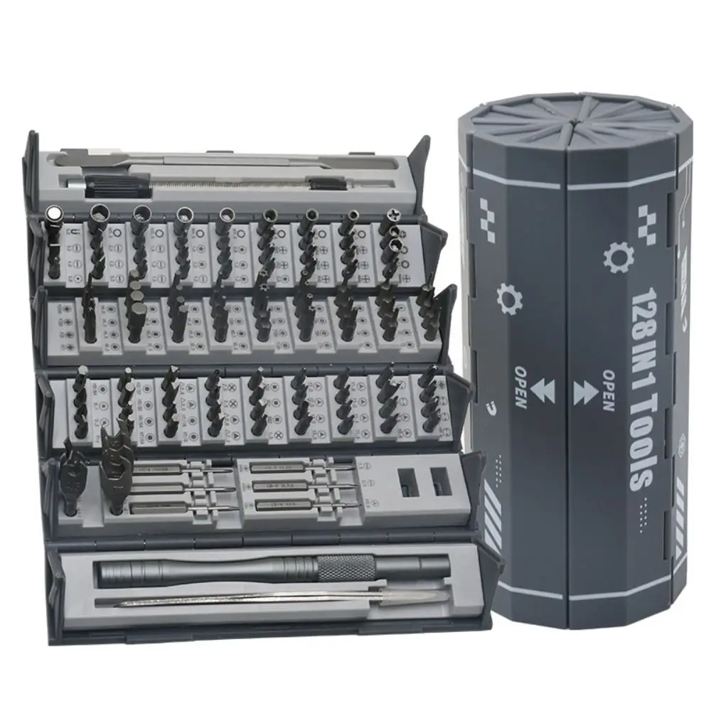 

Hexagonal Shaped 128-Piece Screwdriver Set Magnetic Bits Durable Design Magnetic Repair Tool Kit Phillips Torx Portable Case