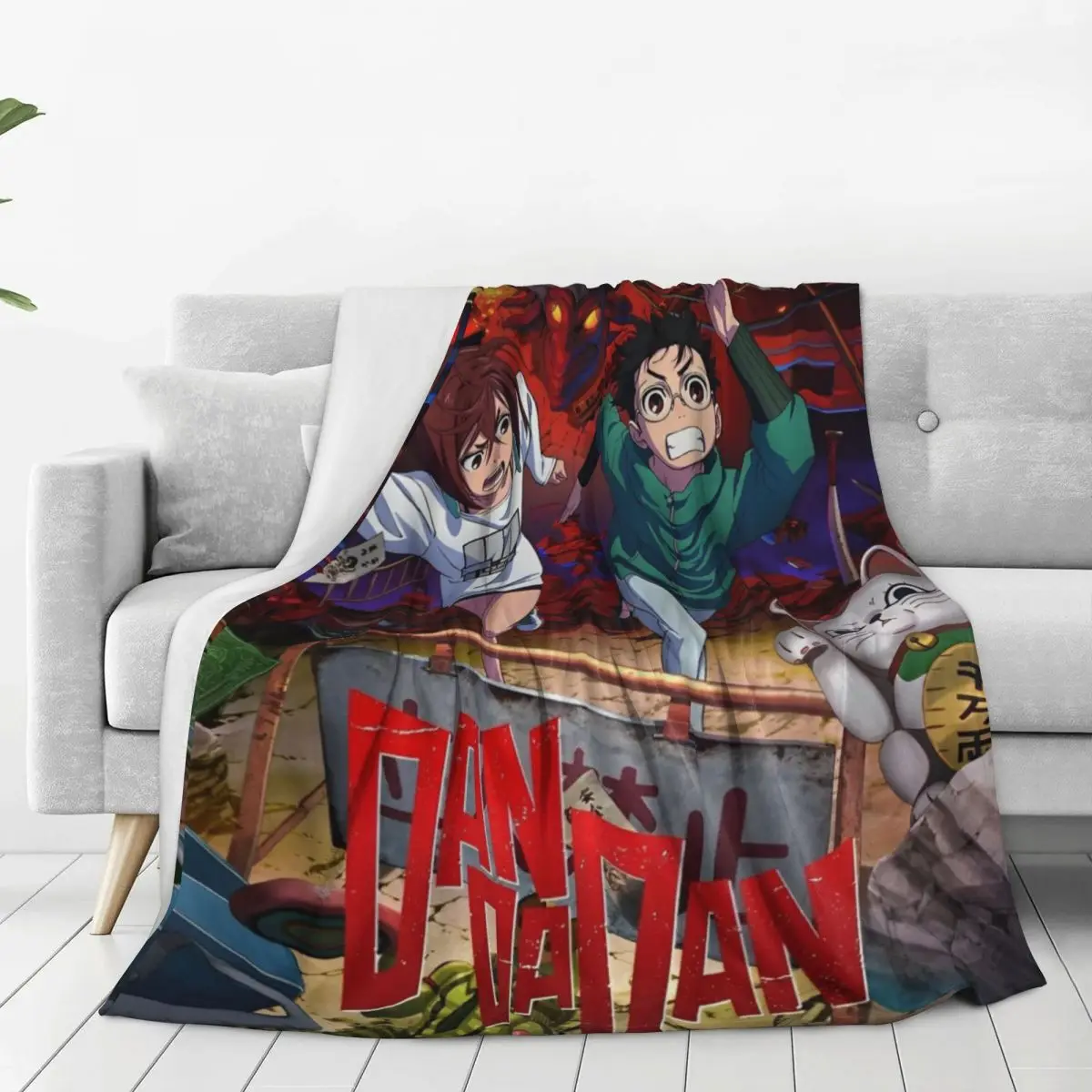 Soft Warm Blanket Travel Dandadan Anime Funny Throw Blanket Flannel Bedspread For Bedroom Graphic Sofa Bed Cover