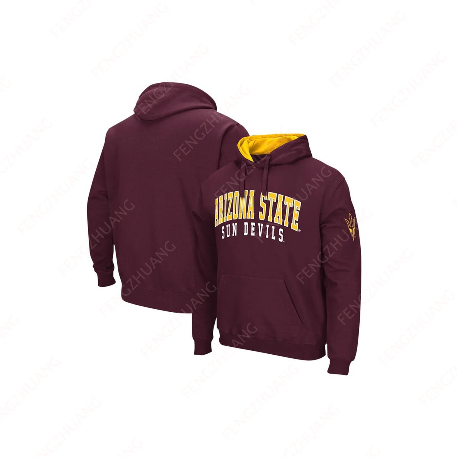 Loose Casual Harajuku Hooded Pullover Sportwear Colosseum Maroon Arizona State Sun Devils Double Arch Pullover Hoodie