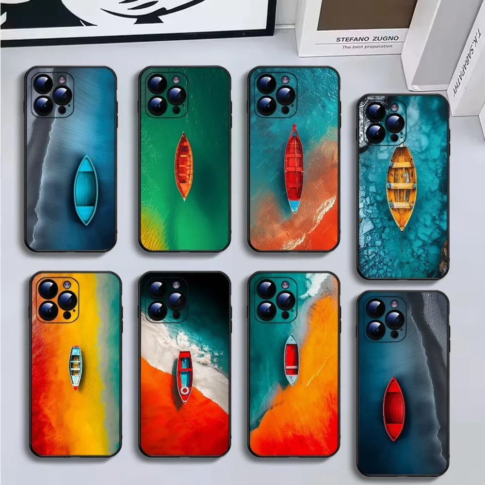 

boat in the water Phone Case For iPhone16,15,14,13,12,11 Plus,Pro Max,XS,X,XR,SE,Mini,8,7,Soft Silicone Black Cover