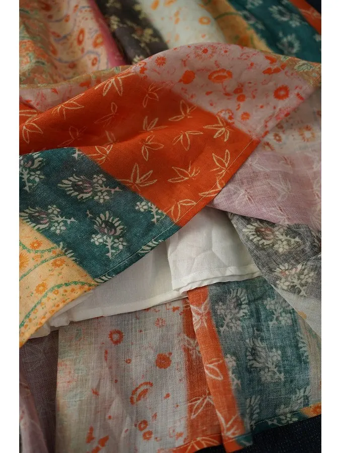 

Высококачественная юбка в стиле ретро с цветочным принтом, женская летняя художественная юбка трапециевидной формы, повседневная хлопково-льняная юбка средней длины