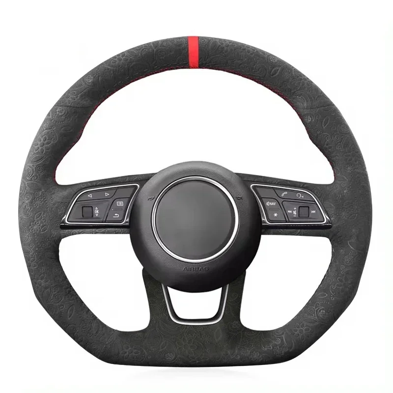 Real Alcantara Hand Stitched Steering Wheel Cover for Audi S3 S4 Q2 S5 A5 A1 8X A3 8V/8Y Sportback E-tron A4 RS 4 8W6