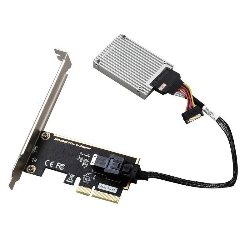 Pcie To U.2 SFF-8643 Gen 3 /4 -Lane Card For 2.5 Inch Nvme SSD With Mini-Sas (SFF-8643) To U.2 (SFF-8639) Cable