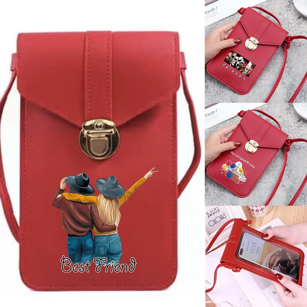 

Phone Pack Higher Quality Friends Printing Series Simple Portable Fashion Women's Red New Multifunctional Messenger Bag