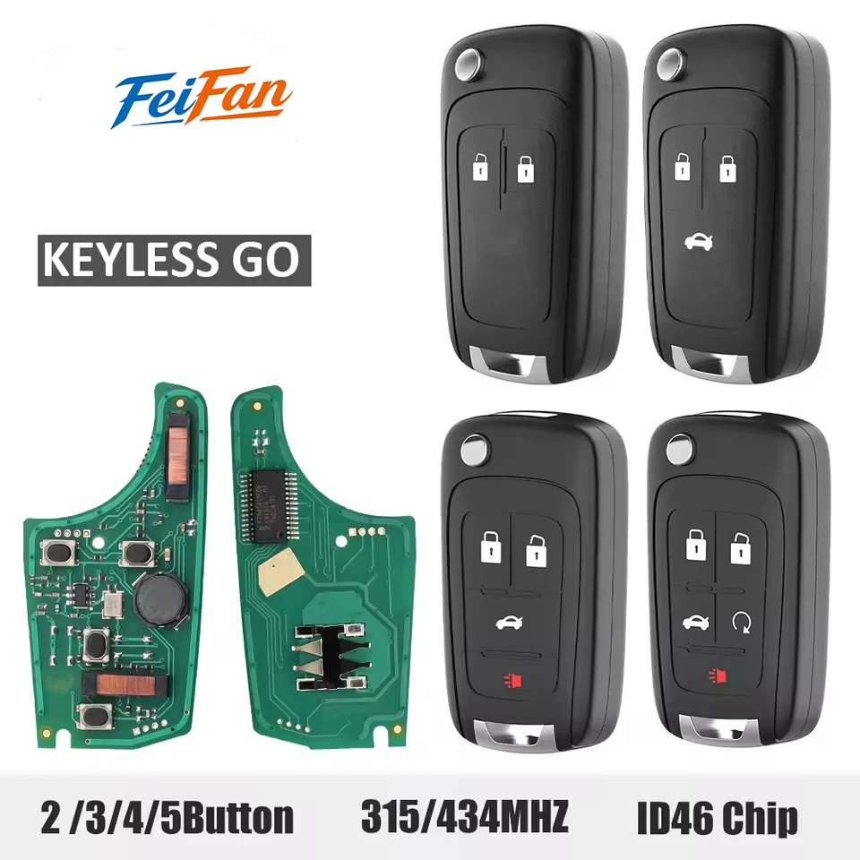 

FeiFan 315/433MHz ID46 Keyless Go Folding Remote Smart Car Key For Chevrolet Cruze Malibu Impala Orlando Regal Opel Buick