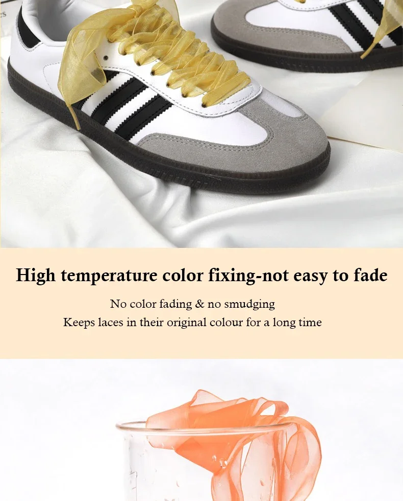 Flache Seidenschnürsenkel, 2,5 cm breit, Tüllband, Schneeschuh-Schnürsenkel, passend für Sneaker, Ballettschuhe, Chiffon-Garn-Schnürsenkel, Schuhzubehör – Detail 7