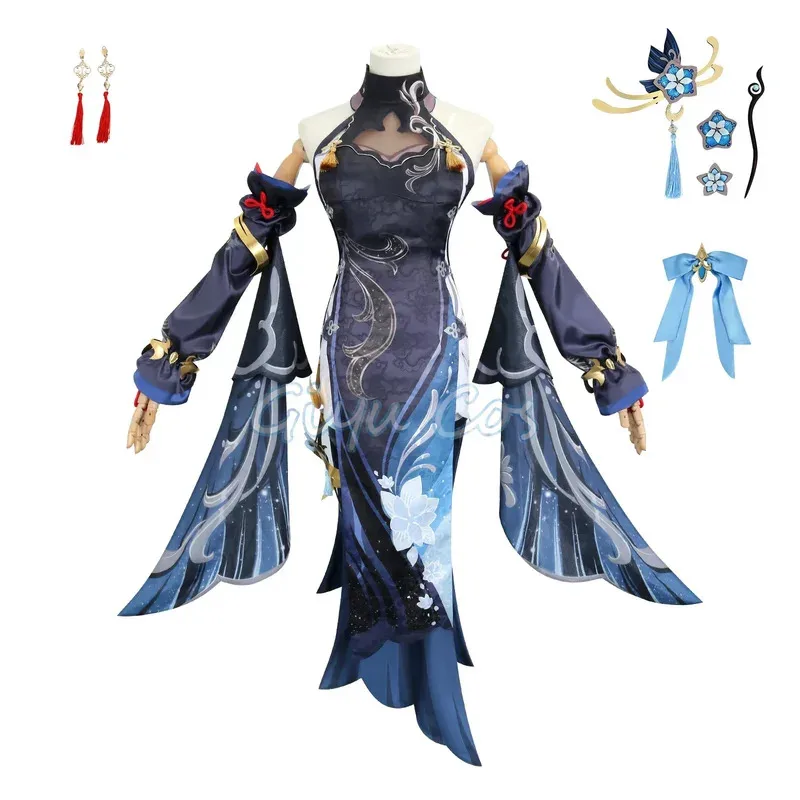 Frostflower Dew Shenhe Cosplay Costume Genshin Impact Adult Uniform Wig Anime Halloween Costumes Women Game Character Outfit