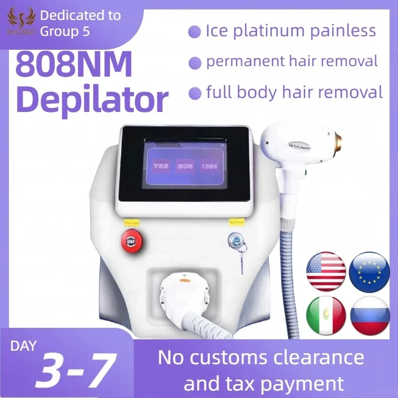 

Diode Laser 755 808 1064nm Multi Wavelengths Hair Removal Machine Cooling Head Painless Laser Epilator Face Body Hair Removal