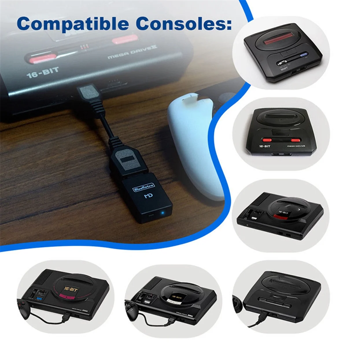 N36R_TM draadloze controlleradapter voor MD1 MD2 Mega/Drive/voor Sega Genesis