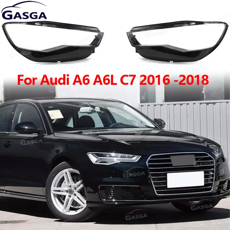 اليسار واليمين الجبهة عدسة المصباح الأمامي يغطي كشافات غطاء شل لأودي A6 A6L C7 2016 -2018